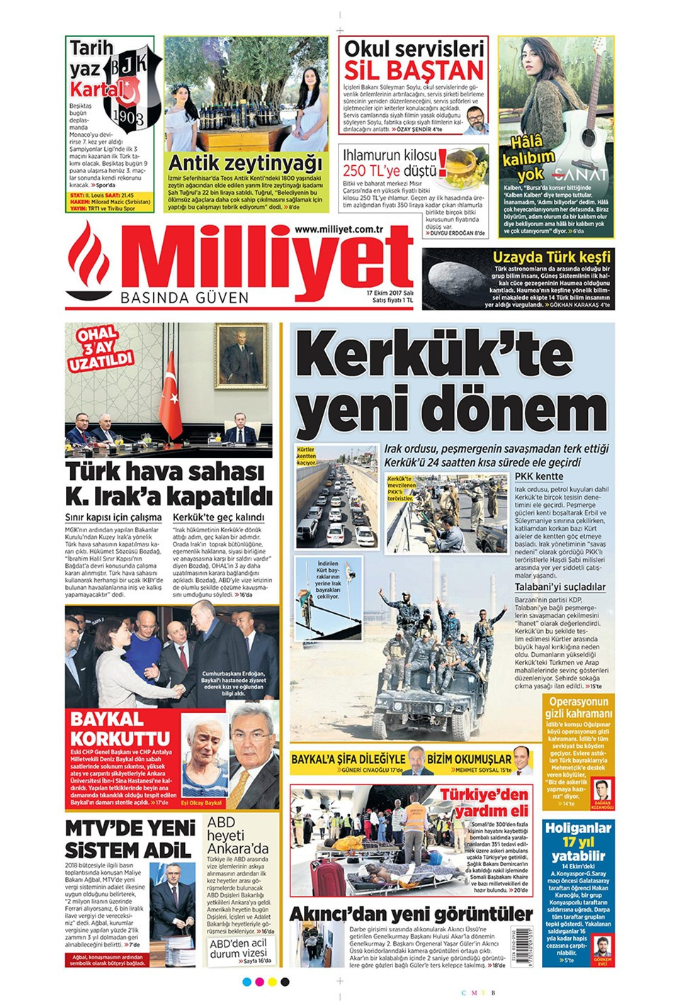 Gazete manşetleri Sözcü - Habertürk - Hürriyet 17 EKim 2017
