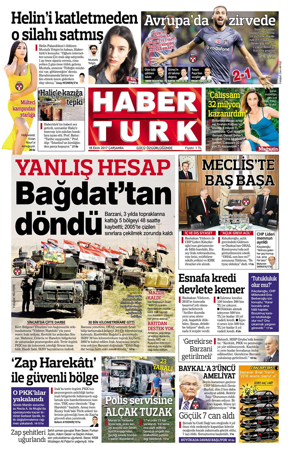 Gazete manşetleri Sözcü - Karar - Hürriyet 18 Ekim 2017