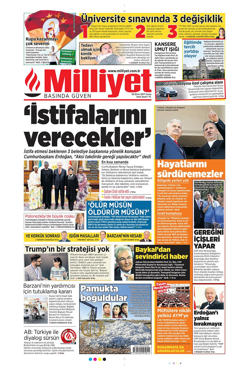 Gazete manşetleri Sözcü - Hürriyet - Habertürk 20 Ekim 