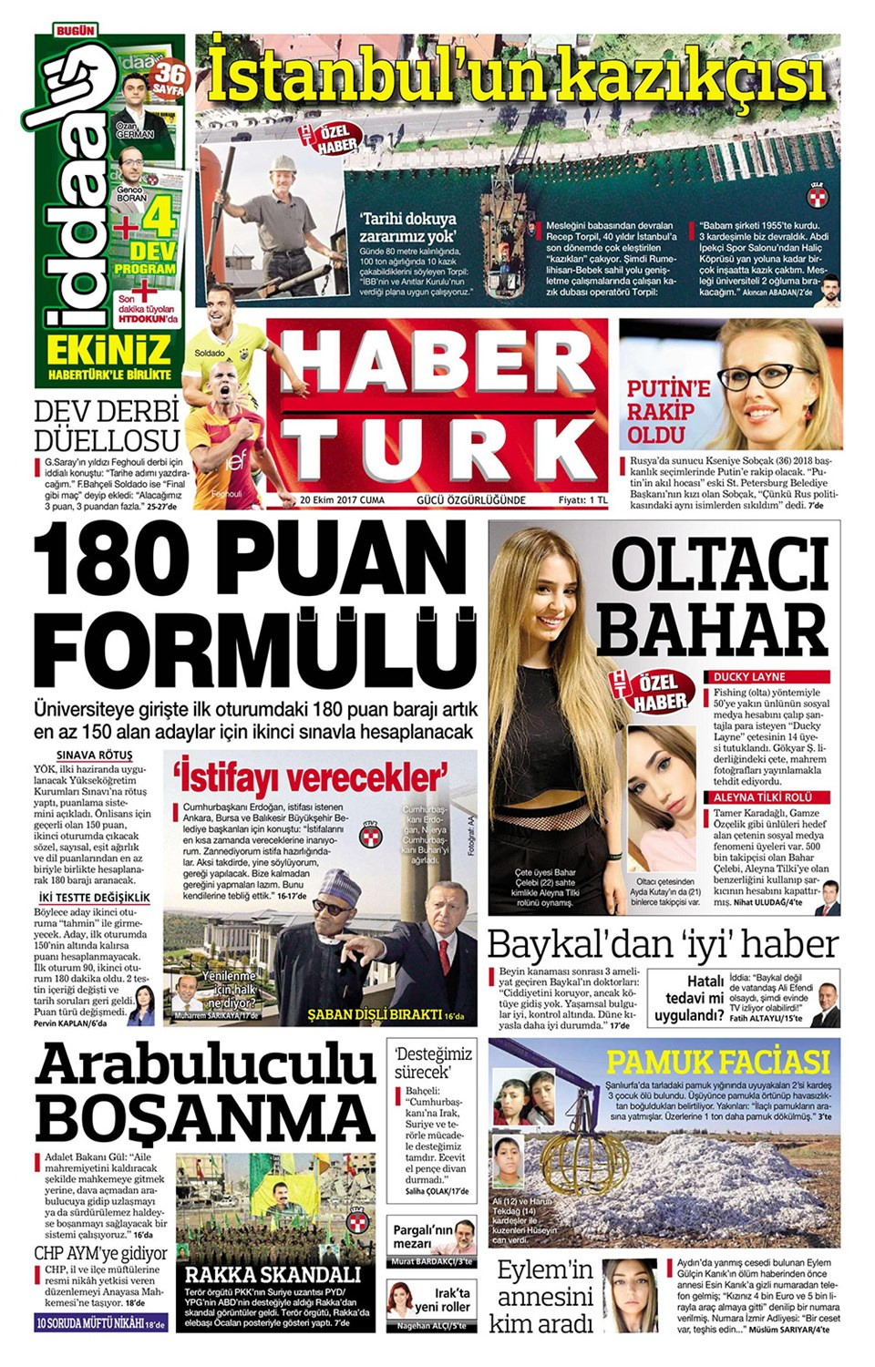 Gazete manşetleri Sözcü - Hürriyet - Habertürk 20 Ekim 