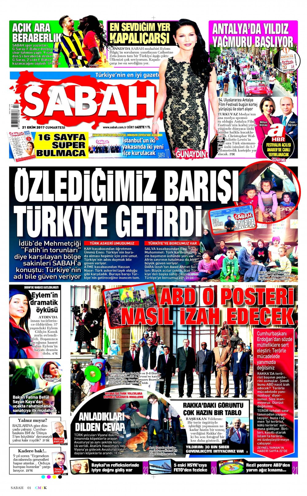 Gazete manşetleri Sözcü - Hürriyet - Habertürk 21 Ekim 2017