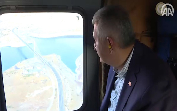  Başbakan Yıldırım, Ağın Köprüsü'nü havadan inceledi