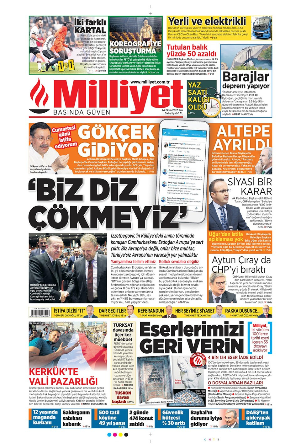 Gazete manşetleri Fanatik - Hürriyet - Sözcü 24 Ekim 2017