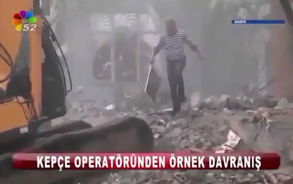  Kepçe operatöründen duygulandıran hareket!