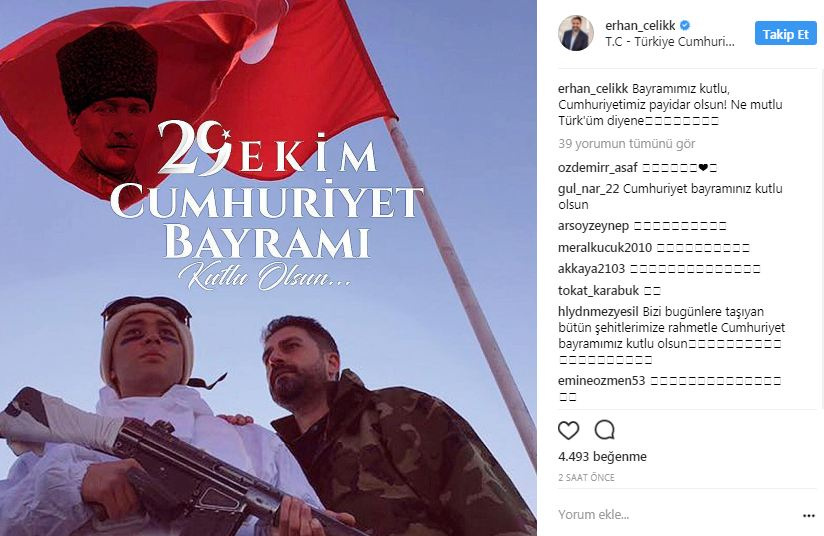Mustafa Ceceli Cumhuriyet Bayramı'nı sosyal medyada işte böyle kutladı