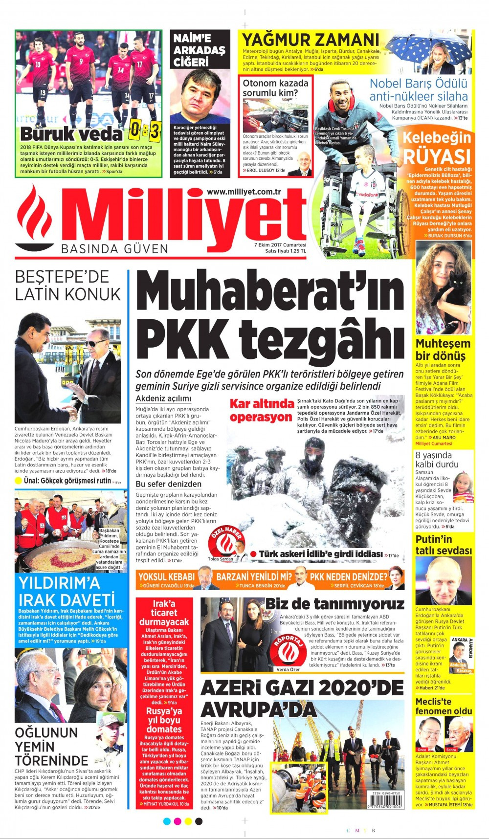Gazete manşetleri Hürriyet - Fanatik - Milliyet 7 Ekim 2017