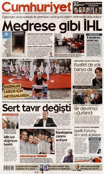 Gazete manşetleri Hürriyet - Fanatik - Sabah 8 Ekim 2017
