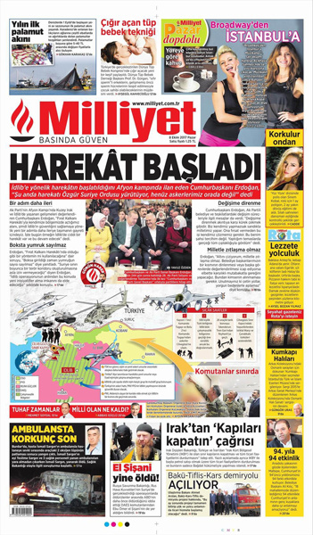 Gazete manşetleri Hürriyet - Fanatik - Sabah 8 Ekim 2017