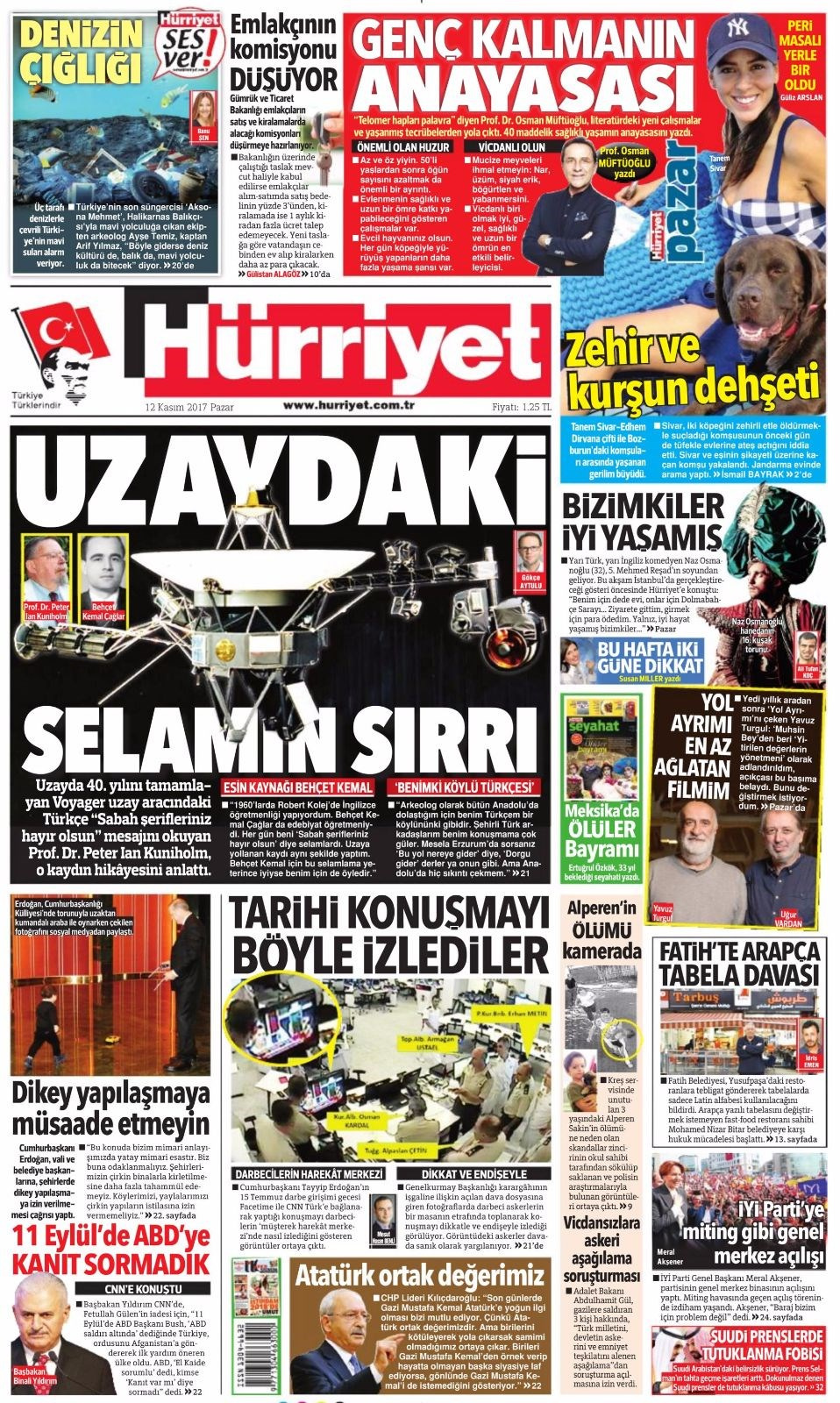 Gazete manşetleri Sözcü - Fanatik - Hürriyet 12 Kasım 2017