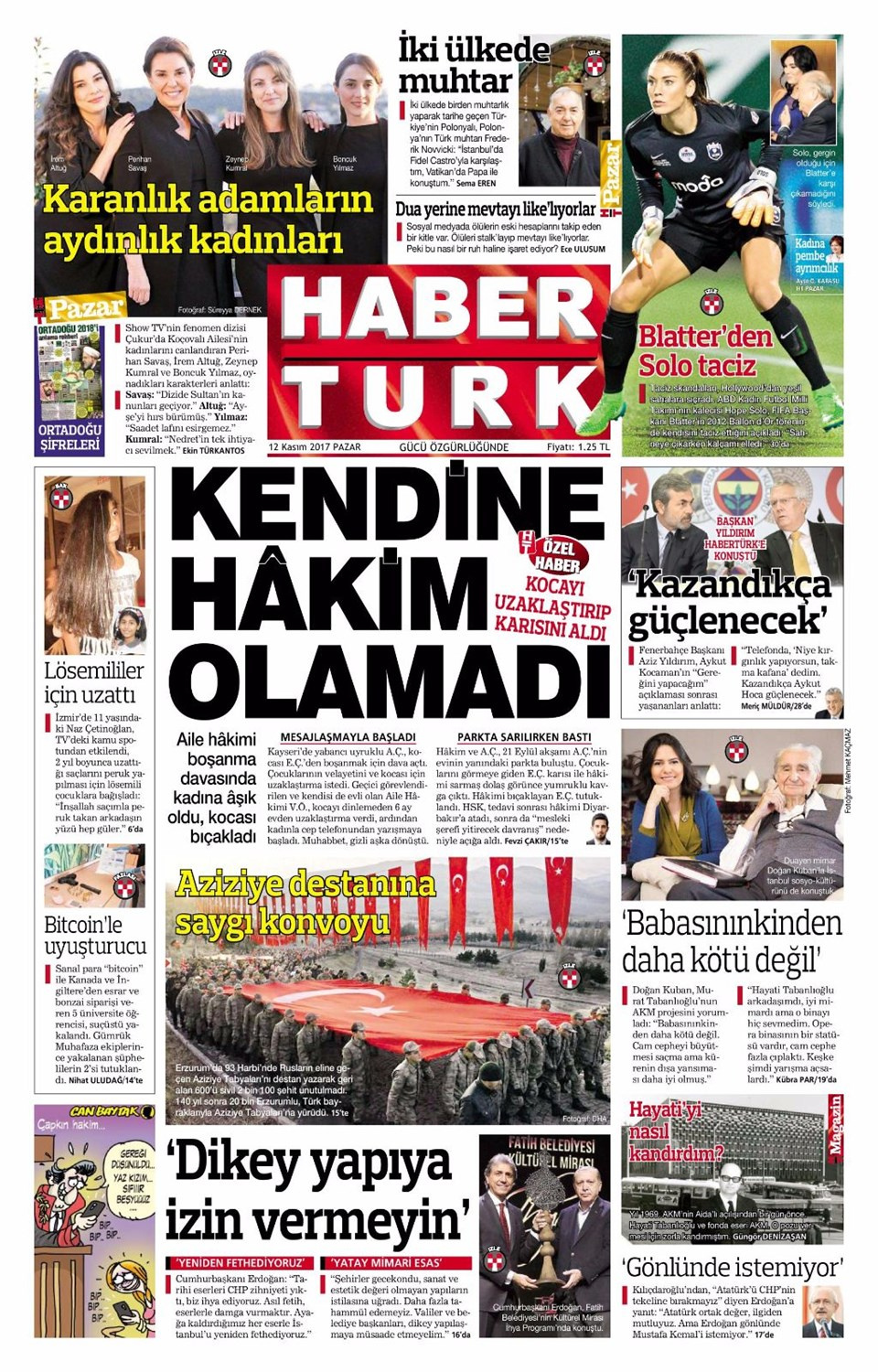 Gazete manşetleri Sözcü - Fanatik - Hürriyet 12 Kasım 2017