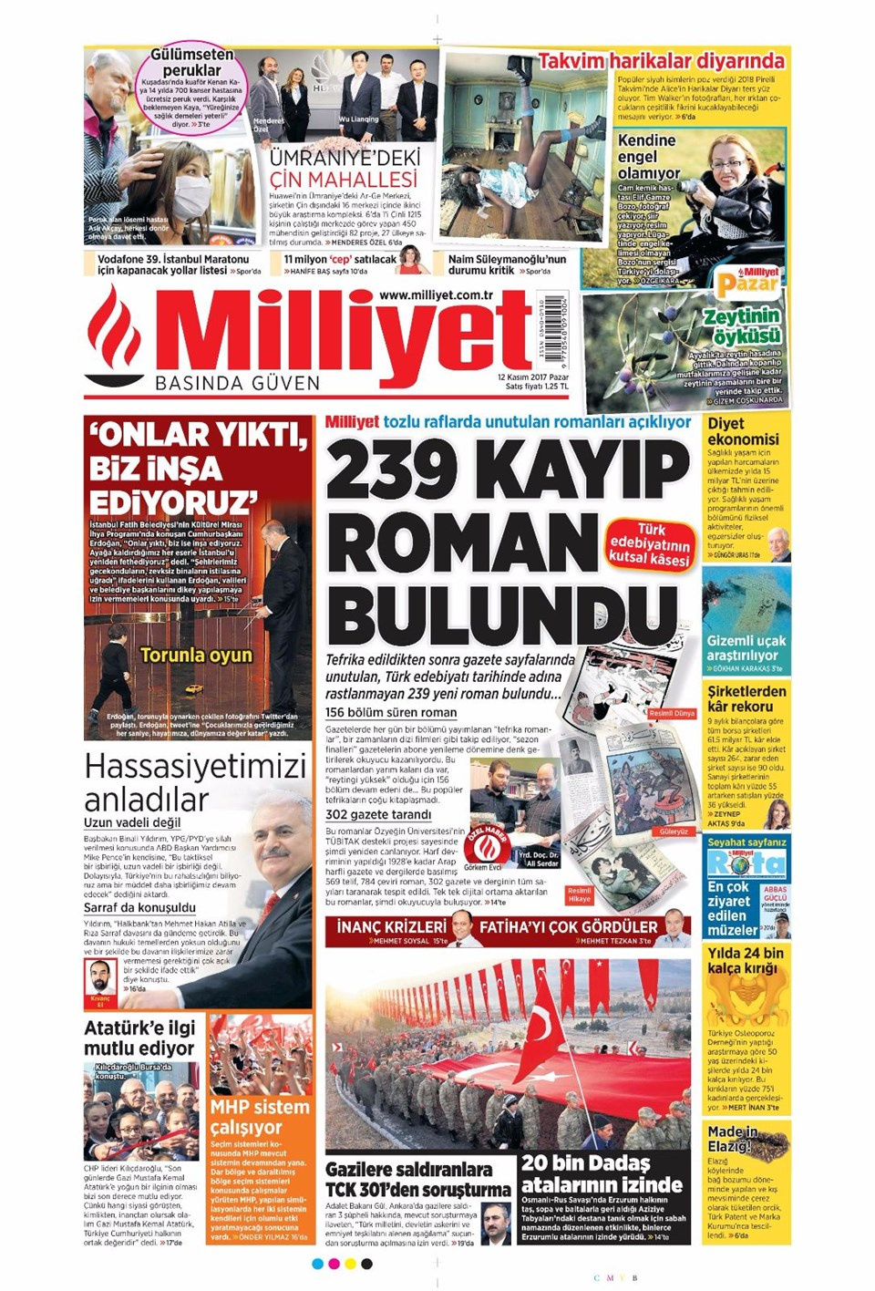 Gazete manşetleri Sözcü - Fanatik - Hürriyet 12 Kasım 2017