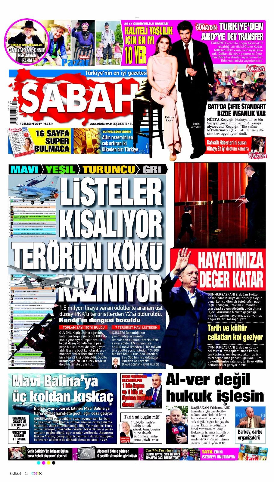 Gazete manşetleri Sözcü - Fanatik - Hürriyet 12 Kasım 2017