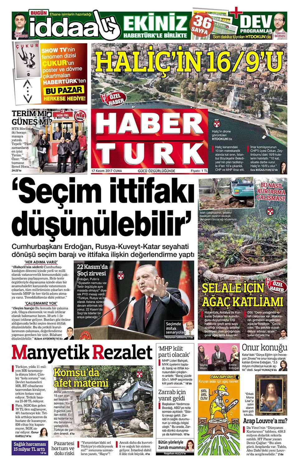 Gazete manşetleri Hürriyet - Sözcü - Fanatik 17 Kasım 2017
