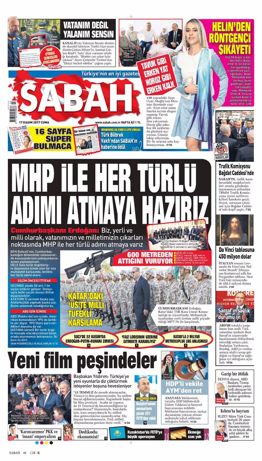 Gazete manşetleri Hürriyet - Sözcü - Fanatik 17 Kasım 2017