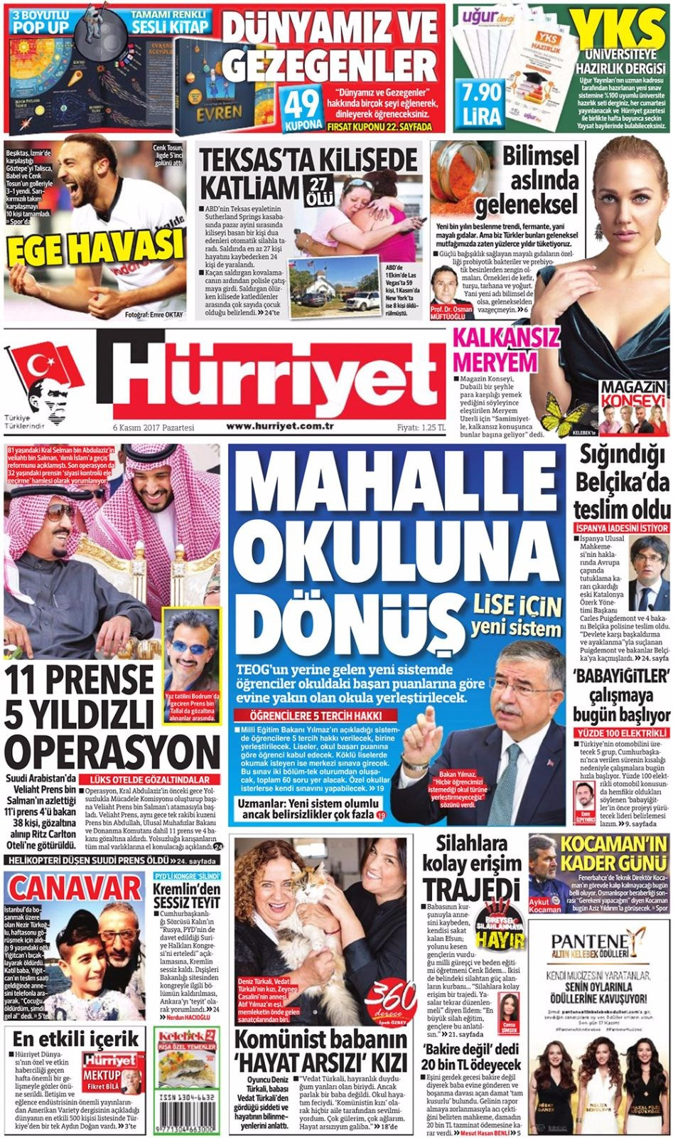 Gazete manşetleri Hürriyet - Fanatik - Fotomaç 6 Kasım 2017