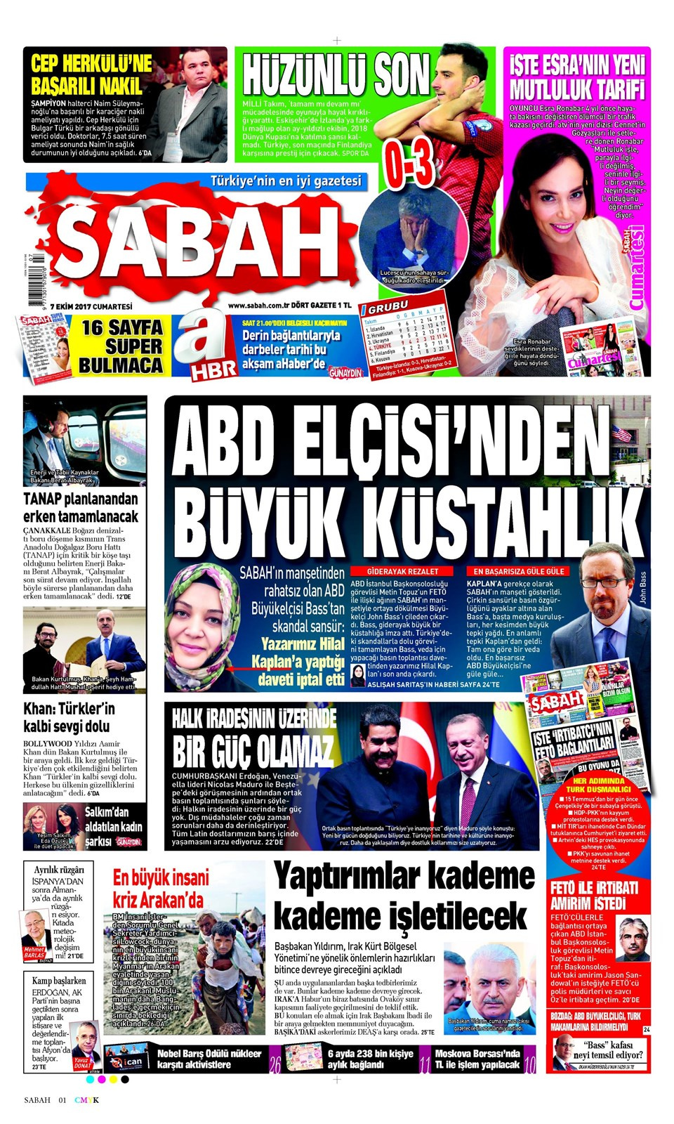Gazete manşetleri Sözcü - Sabah - Hürriyet 7 Kasım 2017