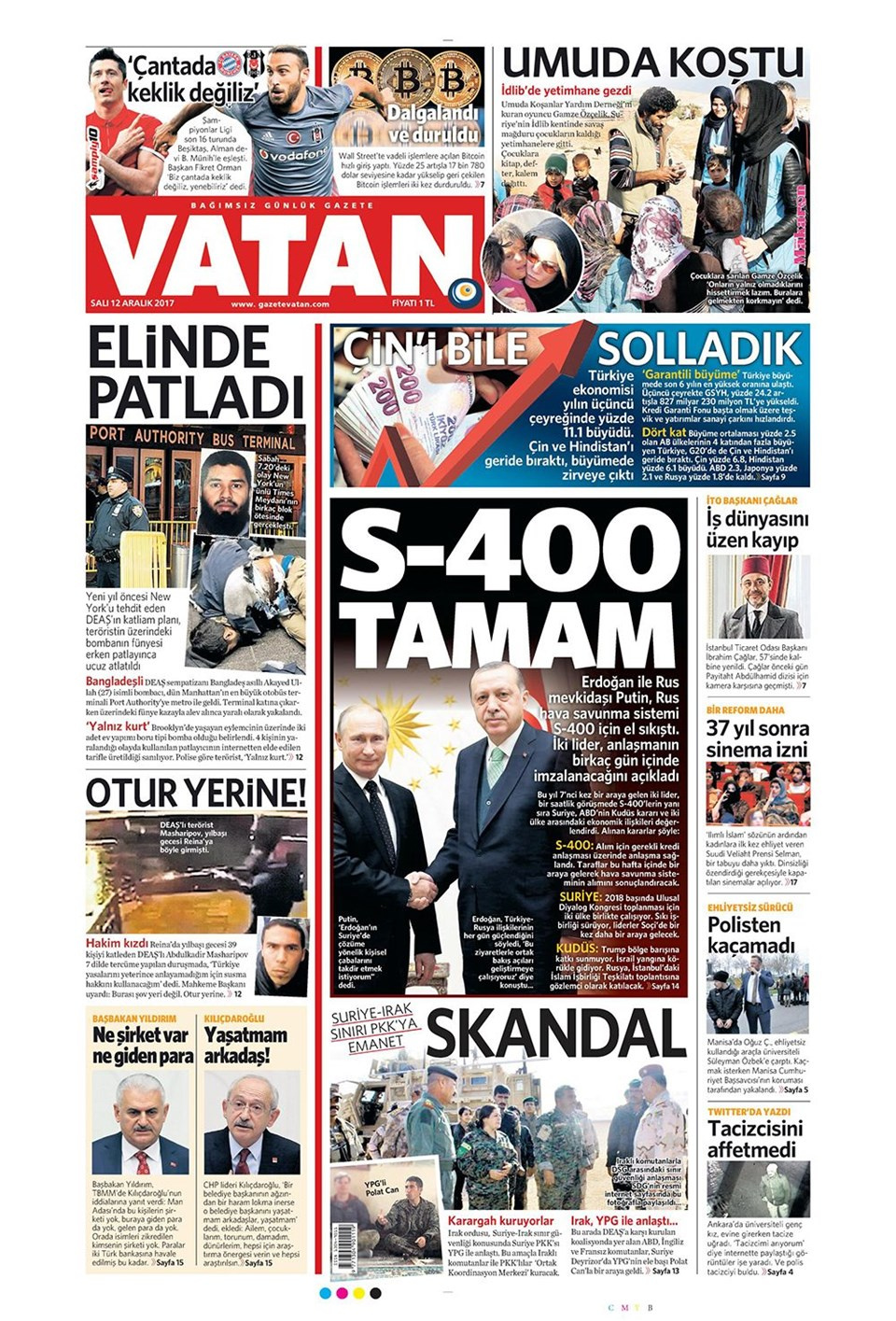 Gazete manşetleri Hürriyet - Sözcü - Habertürk 12 Aralık 2017