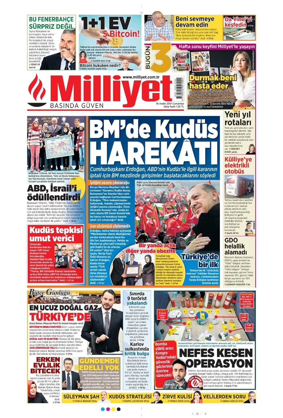 Gazete manşetleri Hürriyet - Sözcü - Sabah 16 Aralık 2017
