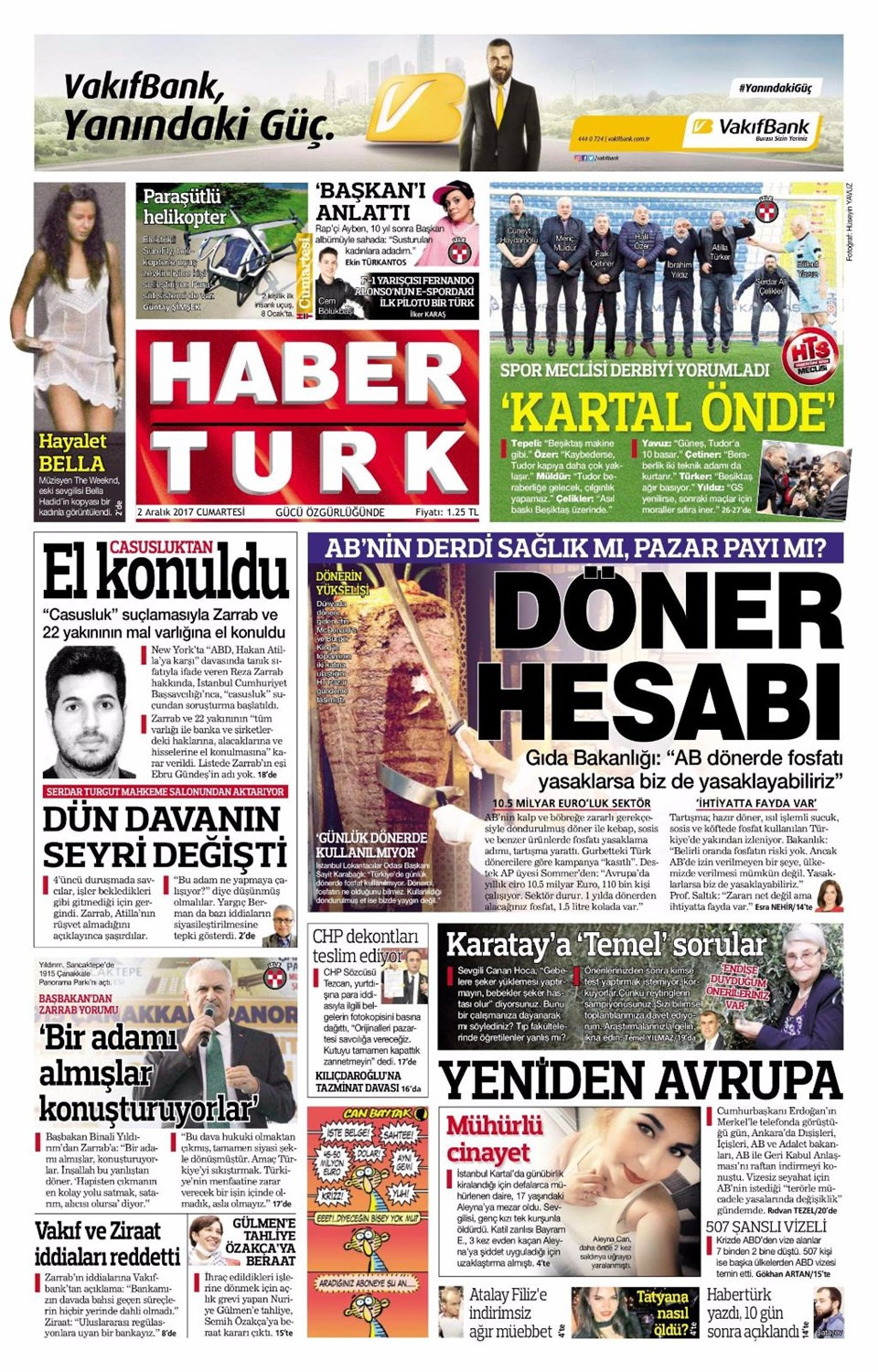 Gazete manşetleri Hürriyet - Sözcü - Habertürk 2 Aralık 2017