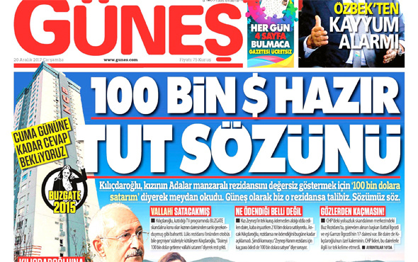 Güneş gazetesi Kılıçdaroğlu'na 100 bin dolar önerdi