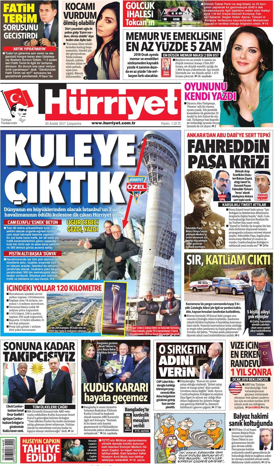 Gazete manşetleri Sözcü - Hürriyet - Fanatik 20 Aralık 2017