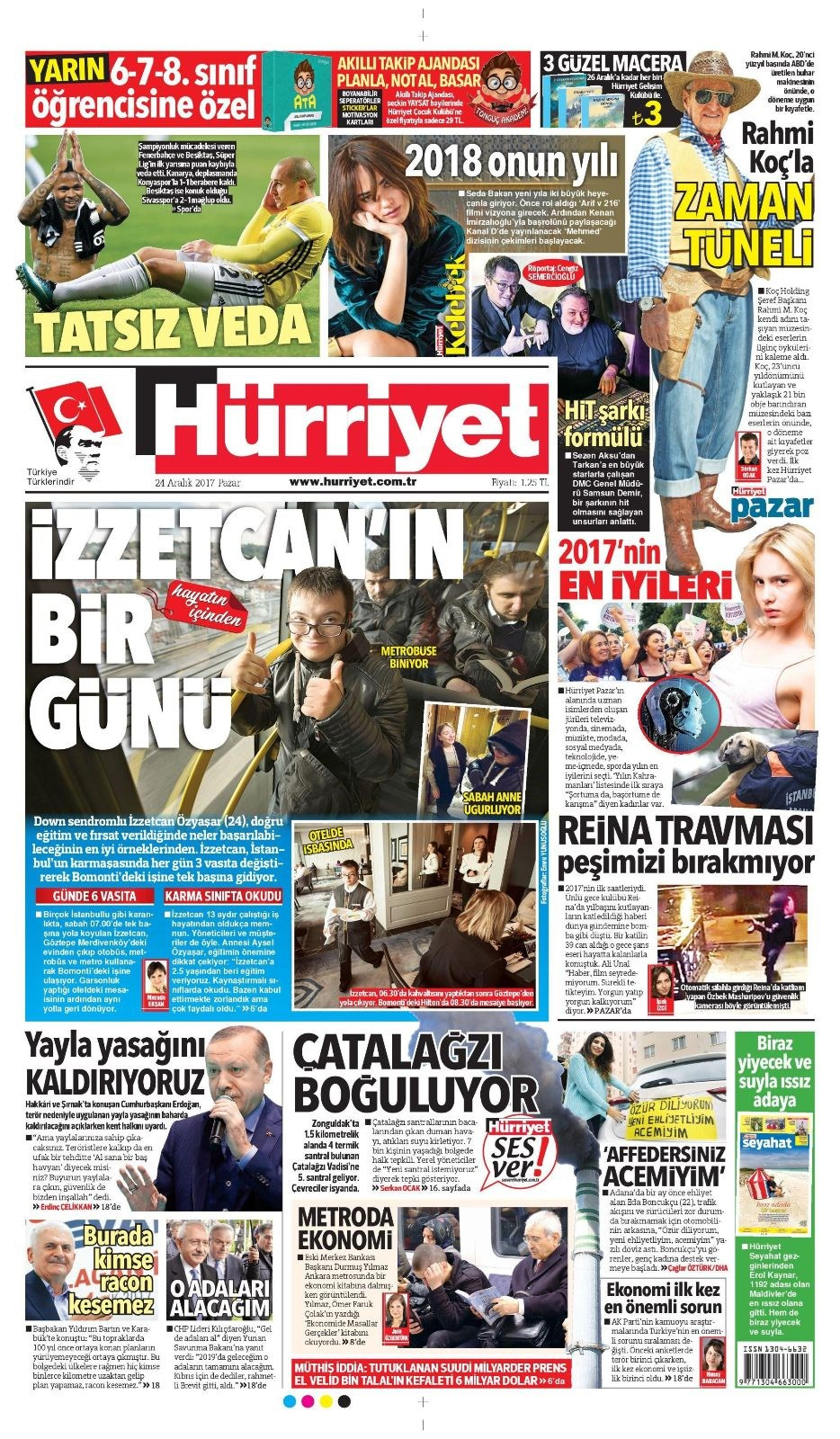 Gazete manşetleri Hürriyet - Sözcü - Fanatik 24 aralık 2017