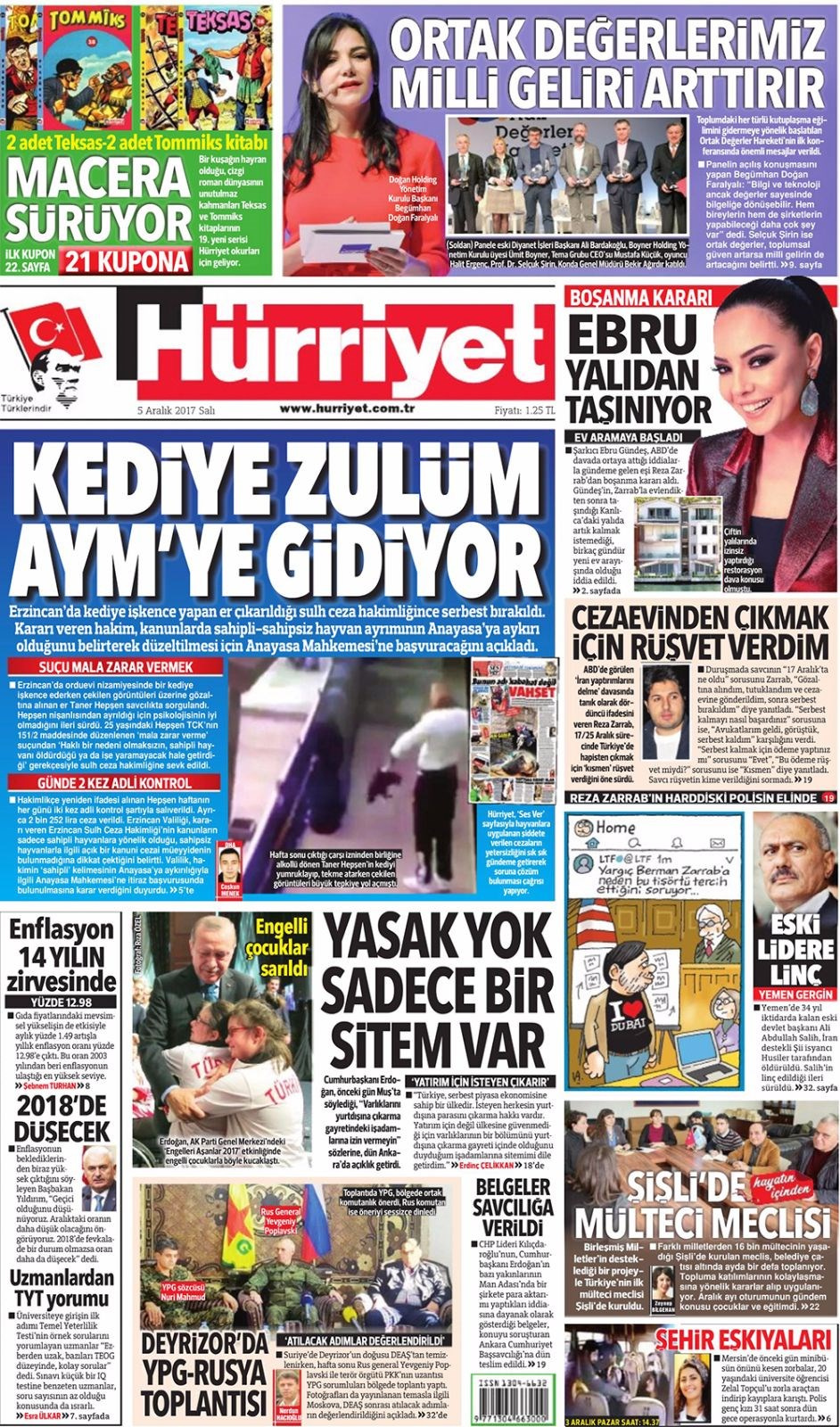 Gazete manşetleri Hürriyet - Sözcü - Milliyet 5 Aralık 2017