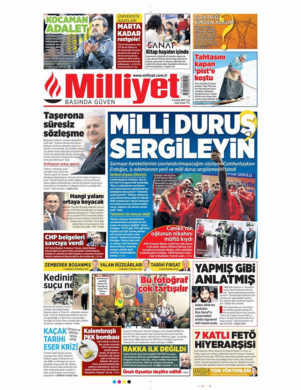 Gazete manşetleri Hürriyet - Sözcü - Milliyet 5 Aralık 2017