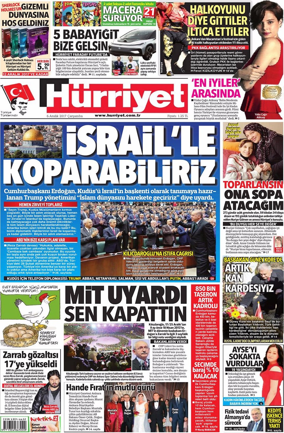 Gazete manşetleri Sözcü - Hürriyet - Habertürk 6 Aralık 2017