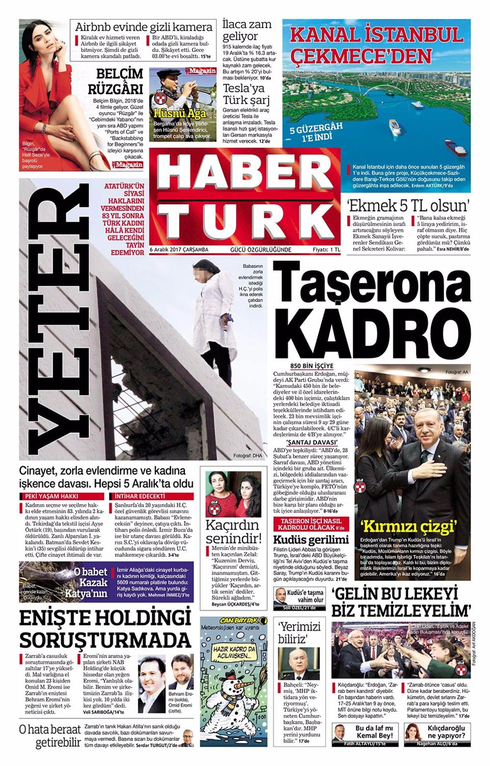 Gazete manşetleri Sözcü - Hürriyet - Habertürk 6 Aralık 2017