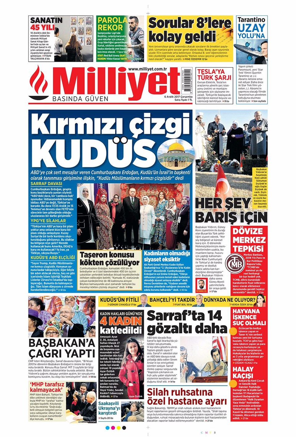 Gazete manşetleri Sözcü - Hürriyet - Habertürk 6 Aralık 2017