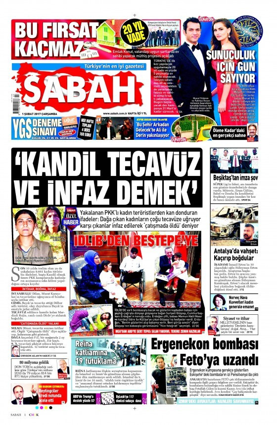 Gazete manşetleri Hürriyet - Sözcü - Yeni Şafak 1 Şubat 2017 neler var?