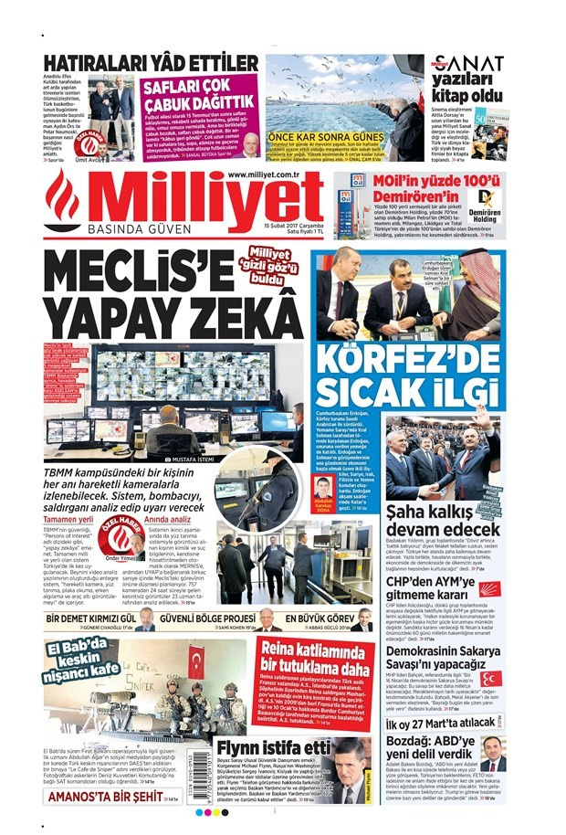 Gazete manşetleri 15 Şubat 2017 Hürriyet - Habertürk - Sözcü