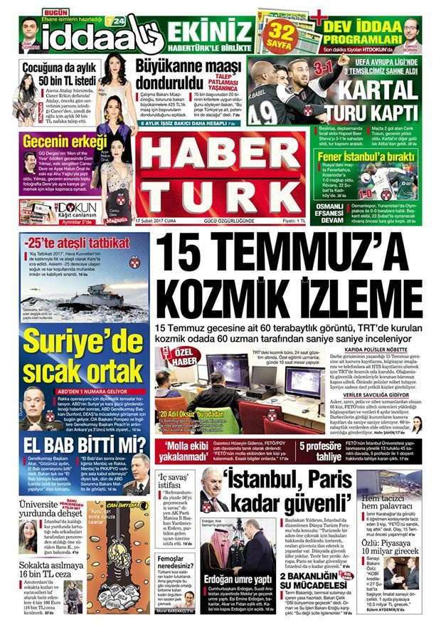 Gazete manşetleri 17 Şubat 2017 Sözcü - Hürriyet - Aydınlık