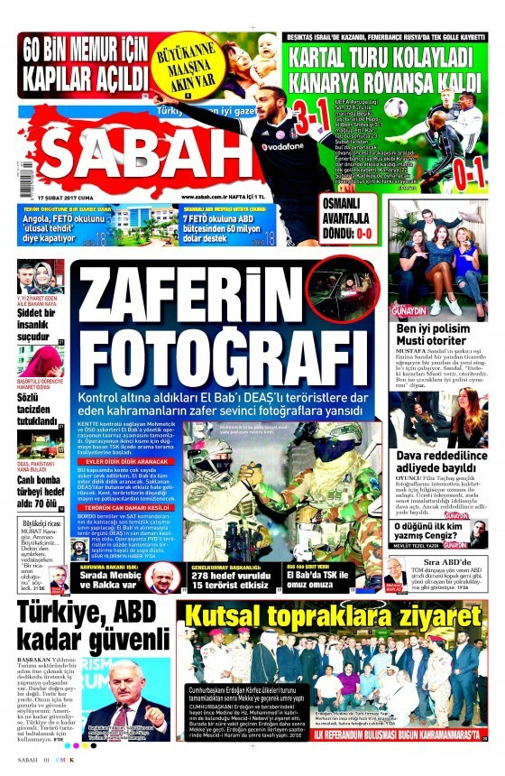 Gazete manşetleri 18 Şubat 2017 Sözcü - Hürriyet - Aydınlık