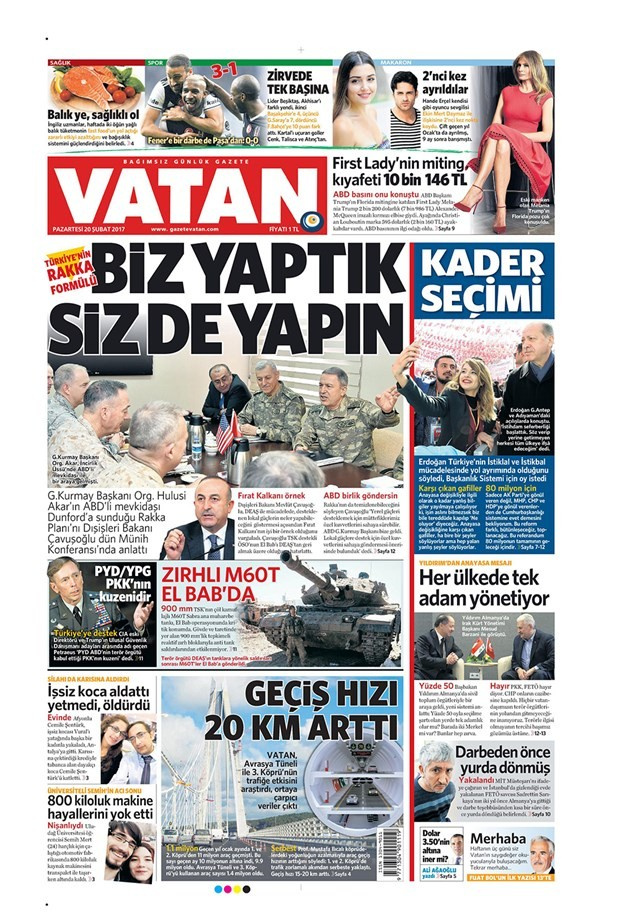 Gazete manşetleri 20 Şubat 2017 Sözcü - Milliyet - Habertürk