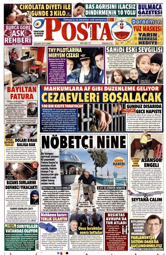 Gazete manşetleri 24 Şubat 2017 Sözcü - Hürriyet - Milliyet