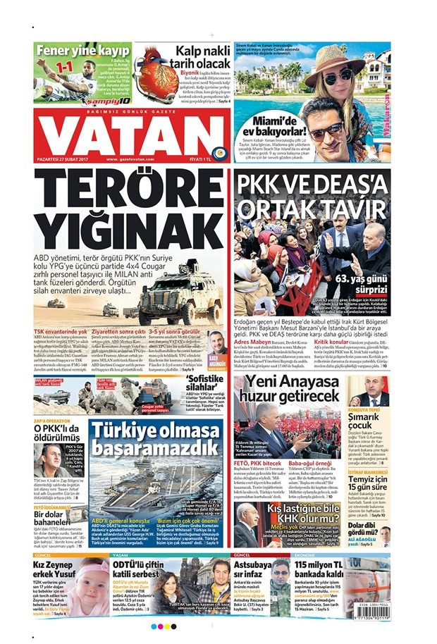 Gazete manşetleri 27 Şubat 2017 Sözcü - Hürriyet - Habertürk