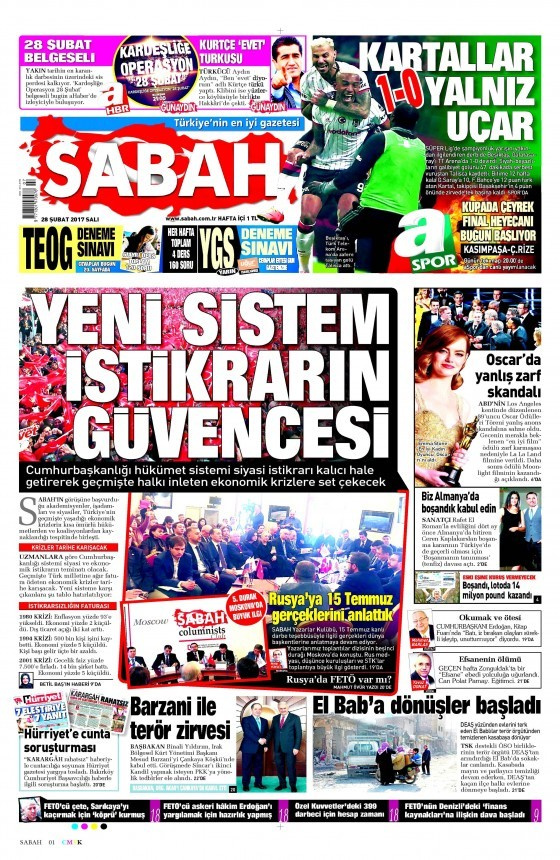 Gazete manşetleri 28 Şubat 2017 Sözcü - Hürriyet - Habertürk