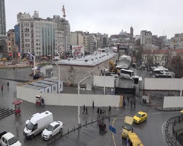 Taksim'e cami için şantiye kuruldu ilk görüntüler