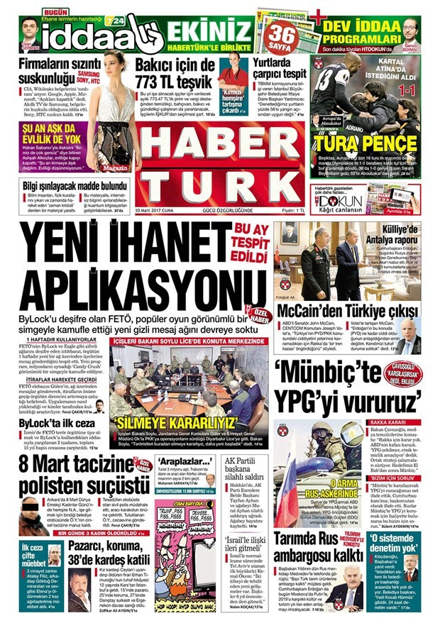 Gazete manşetleri Sözcü - Vatan - Habertürk 10 Mart 2017