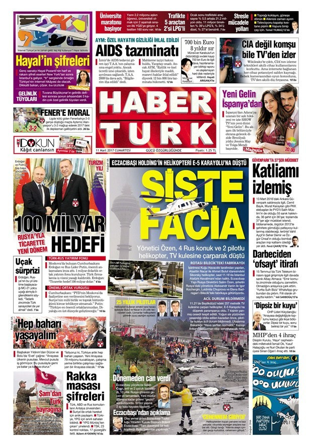 Gazete manşetleri Sözcü - Hürriyet - Habertürk 11 Mart 2017