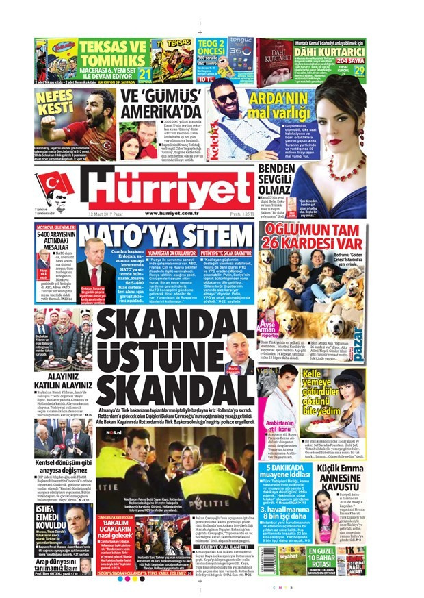 Gazete manşetleri Star - Hürriyet - Habertürk 12 Mart 2017