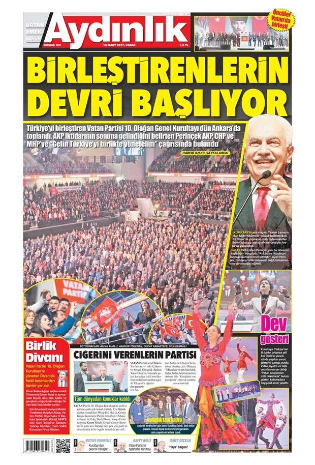 Gazete manşetleri Star - Hürriyet - Habertürk 12 Mart 2017