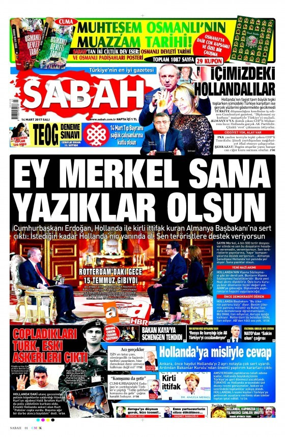 Gazete manşetleri Sözcü - Milliyet - Habertürk 14 Mart 2017