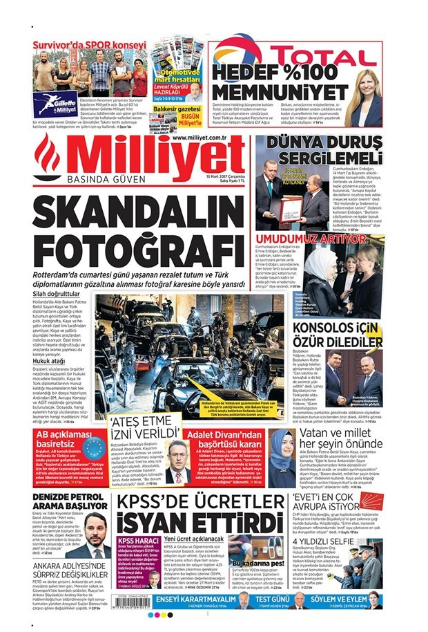 Gazete manşetleri Habertürk - Sözcü - Hürriyet 15 Mart 2017