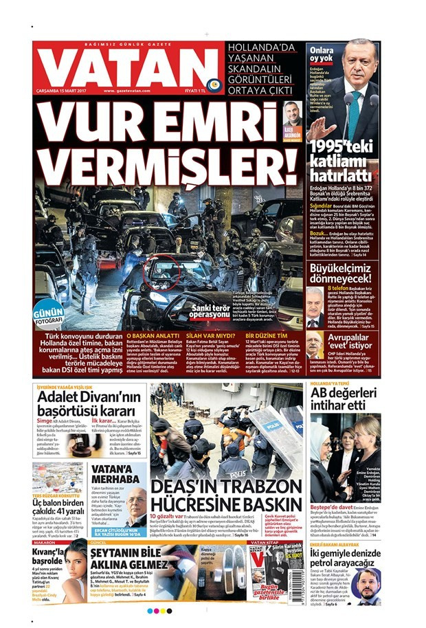 Gazete manşetleri Habertürk - Sözcü - Hürriyet 15 Mart 2017