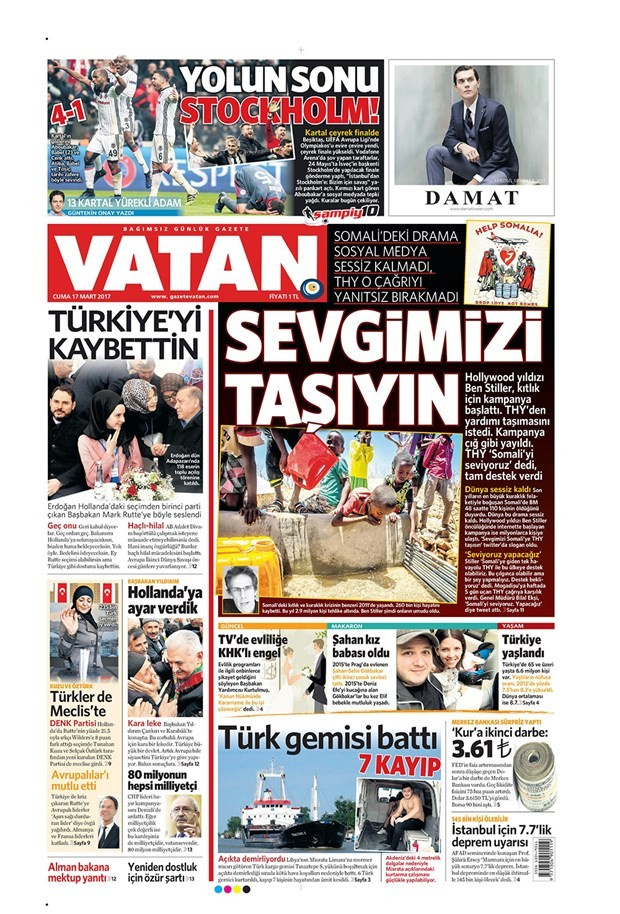 Gazete manşetleri Sözcü - Hürriyet - Habertürk 17 Mart 2017