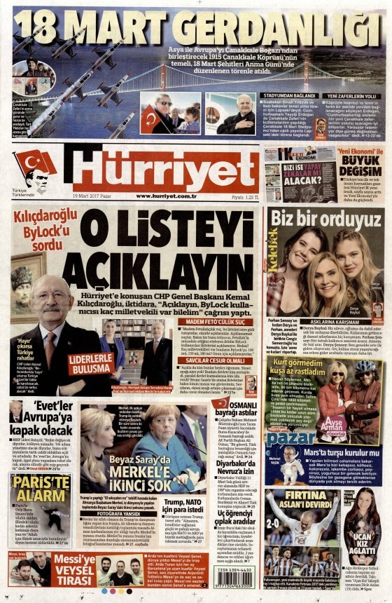 Gazete manşetleri 19 Mart 2017 (Hürriyet-Milliyet-Sabah ne yazdı?)