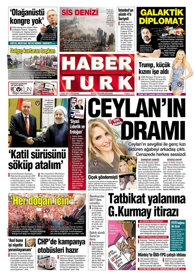 Gazete manşetleri Hürriyet - Sözcü - Vatan 2 Mart 2017